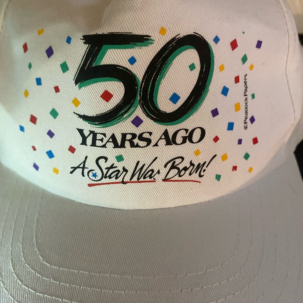 Source Unknown White 50 Years Ago Celebration Party Hat with Multicolor Confetti